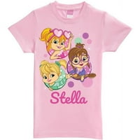 Personalizirana majica za djevojčice Alvin i Chipmunks, ružičasta