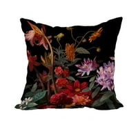 Floral Craze Black Floral Print dekorativni jastuk od poliestera sa teksturom platna