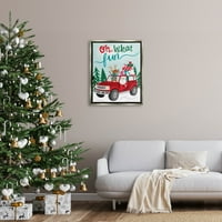 Oh What Fun Santa Driving Gifts Holiday Graphic Art Sjaj Grey Framered Art Print Wall Art