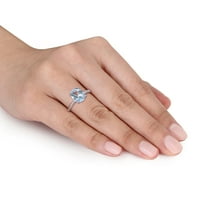 Miabella ženski 2-karatni T. G. W. Ovalni rez akvamarin 14kt pasijans prsten od bijelog zlata