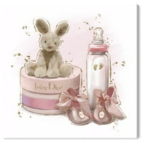 Wynwood Studio modni i Glam zidni umjetnički Print 'Bunny and Baby Gifts' Outfiti - ružičasta, bijela