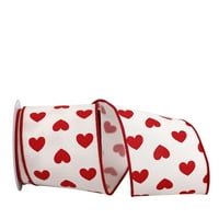 Papirna traka za Dan zaljubljenih, bijela i crvena, 4in 5yd, 1 pakovanje