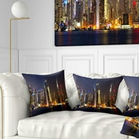 Designart New York Skyline noću - Cityscape jastuk za bacanje fotografija - 16x16