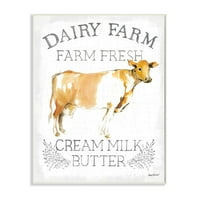 Stupell Industries Country Cow dairy Farm znak u Akvarelnom stilu znak Neuramljen Art Print Wall Art, 10x15