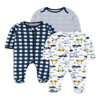 Little Star Organic Baby Boy Pk Dugi rukav sleep N Play pidžama, novorođenčad-mjeseci