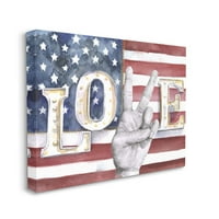 Stupell Industries Love Mirov Prijavi za ručno Američka zastava Dizajn platna Zidna umjetnost Jennifer Paxton