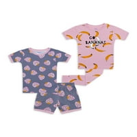 Sleep Baby Girls & Toddler Girls kratki rukavi, pantalone i šorc Set pidžame, 4 komada, veličine 12M-5T