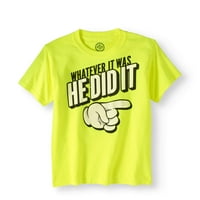 Boys ' He Did It Humor Kratki Rukav Grafički T-Shirt, Sigurnost Zelena