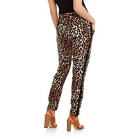 Ženska leopard pulonska pant s TUXEDO prugom