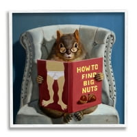 Stupell Industries Squirrel Reading Crvena knjiga o stolici Sassy Humor, 12,dizajn Lucia Heffernan