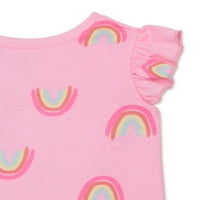 Garanimals majica za djevojčice i djevojčice, gornji i šorc sa lepršavim rukavima, 3-dijelni komplet odjeće