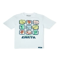 Minecraft Boys Minecraft Earth Blokovi Znakova Grafički Kratki Rukav T-Shirt, Veličine 4-18