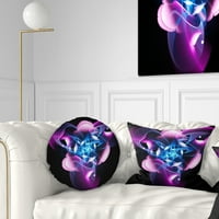 Designart plava ljubičasta dizajn velikog fraktalnog cvijeta - apstraktni jastuk za bacanje - 12x20