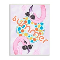 Stupell Industries Pink Summer Flamingos bazen Float Tropske naočare za sunce grafička Umjetnost Neuramljena Umjetnost Print Wall Art, dizajn Ziwei Li