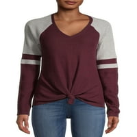 No Bounties Juniors ' Knot Front Varsity T-Shirt with Long Sleeves