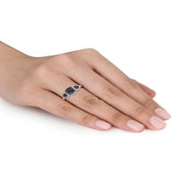 Carat T. W. crno-bijeli dijamant 10kt bijeli Zlatni zaručnički prsten od 3 kamena