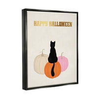 Happy Halloween Crna mačka CAT PUMPKINS Kuća za odmor Art Jet Black uocl Art Print Wall Art