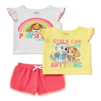 Paw Patrol Baby Girls & Toddler Girls Flutter rukav Tank Tops & Shorts, 3-dijelni komplet odjeće, veličine