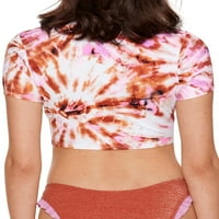 No Boundaries ' Tie Front Cropped Tee Swimsuit Coverup