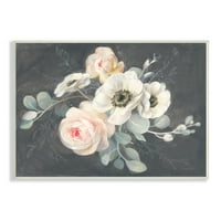 Stupell Industries Rose Anemones Flowers Chalk Pink Black dizajn Zidna ploča Art by Danhui Nai