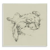 Stupell Industries pas Drijemanje pet životinja crtanje Neuramljena Umjetnost Print zid Art, 10x15