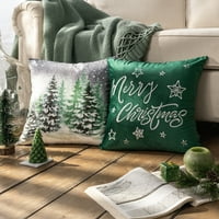 Phantoscope Sretan Božić baršunasti Print i vezeni ukrasni jastuk za bacanje,zeleni, 18 18
