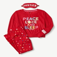 Justice Girls Holiday gornji dio dugih rukava i set džogera sa maskom za oči, 2-dijelni set pidžame, veličine