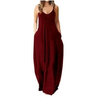Midi haljine za žene Maxi haljina za žene snimka Srednje struka V-izrez bez rukava od male boje na plaži