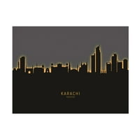Michael Tompsett 'Karachi Pakistan Skyline Glow II' platno Art