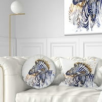 Designart Zebra akvarel desno-jastuk za bacanje životinja - 12x20