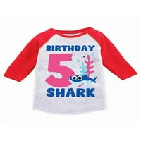 Awkward Styles Peti rođendan majica B-Day Morski pas Toddler Raglan majica Mork Birthday