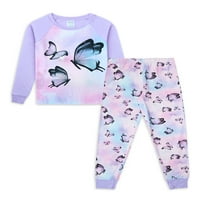Jellifish Kids Girls Butterfly Dugi rukav komplet pidžame i džogera, 2 komada, veličine 4-16