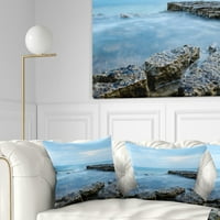 Designart Blue Rocky Seashore - jastuk za bacanje fotografije na plaži - 16x16
