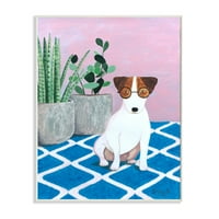Stupell Industries pas sa biljkama ružičasto plava slika za kućne ljubimce zidna ploča Sally B