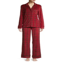 Tajno blago ženski i ženski Plus tradicionalni ovratnik Dugi rukav gornji dio i hlače pidžama Set
