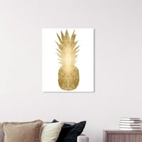Wynwood Studio Food and Cuisine Wall Art Canvas Prints' ananas zlatna folija ' voće-zlato, bijelo