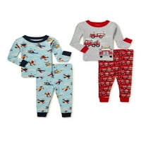 Wonder Nation komplet pamučnih pidžama pantalona za bebe i mališane, Set pantalona od 4 komada, veličine 12m-5t