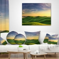Designart zelena ruralna valjana brda Toskana - pejzažni jastuk za bacanje zida - 18x18