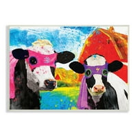 Stupell Industries superheroj farme krave maske ogrtači crveni Barn drveni zid Art, 10, dizajn Porter Hastings