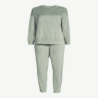 Joyspun ženski velur gornji dio i pantalone za spavanje Set pidžama, 2 komada, veličine od S do 3X