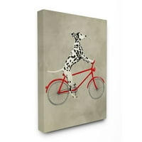 Stupell Home Decor Kolekcija Dalmatinski Pas Riding Red Bicycle Canvas Wall Art