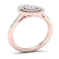 Imperial 1 4CT TDW dijamant 10k prsten za oreol od ružičastog zlata od kruške