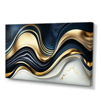 Designart Sažetak Geode talasi plava i Zlatna IV platna zidna Umjetnost