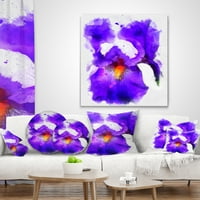 Designart prskanje plavog cvijeta i akvarela - jastuk za bacanje cvijeća-18x18