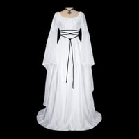 Renesansna haljina za žene haljine Gotske haljine haljine Vintage čipka up haljina bijela