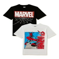 Marvel Spider-Man Boys grafički Tee sa kratkim rukavima, 2 pakovanja, veličine XS-XXL