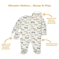 Wonder Nation Unise Baby Zip Front Sleep ' N Play pidžama, 2 pakovanja, veličine NB-9m