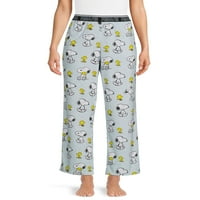 Peanuts ženske i ženske Plus Size Snoopy plišane pantalone za spavanje, veličine XS-3X