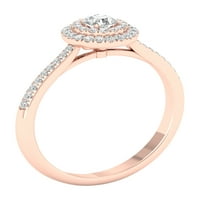 Imperial Ct TDW okrugli dijamantski dvostruki oreol zaručnički prsten od 10k ružičastog zlata