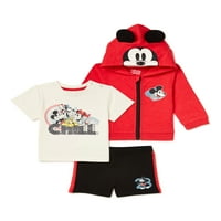 Disney Mickey Mouse Baby Boy Cosplay Hoodie, Set Odjeće Za Majicu I Kratke Hlače, 3 Komada, Veličine 0 3-Mjeseci